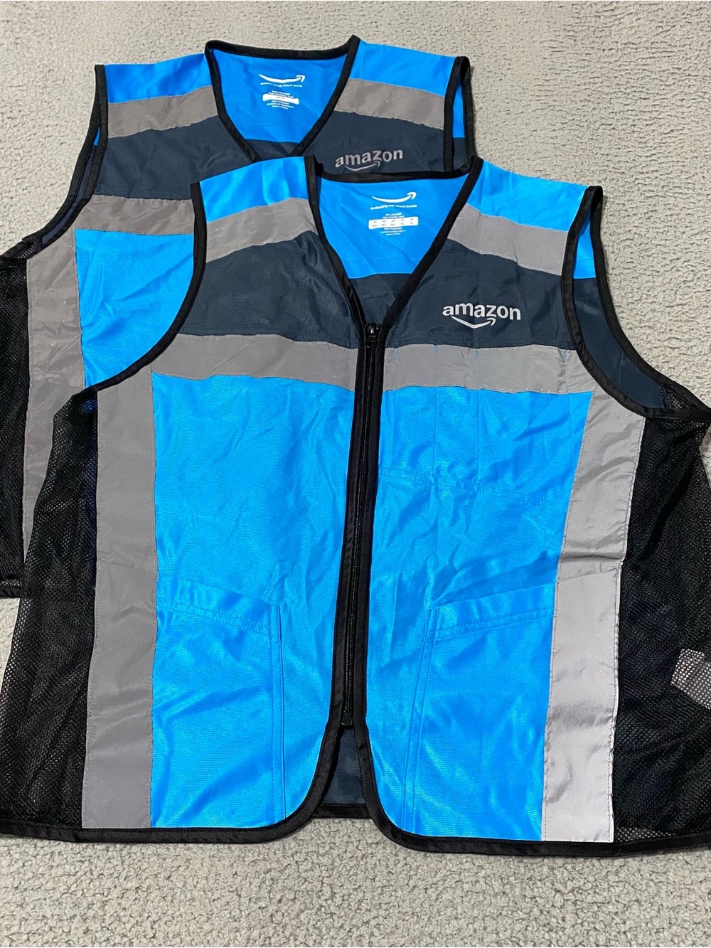 2 Amazon Vest Lot Mens Medium Large Blue Luly Yang High Visibility Reflective